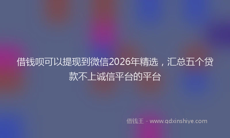 借钱呗可以提现到微信2026年精选，汇总五个贷款不上诚信平台的平台