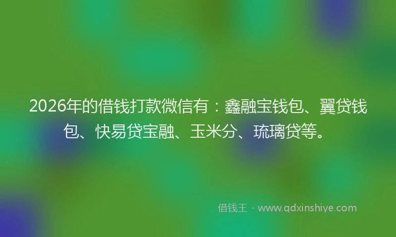 2026年的借钱打款微信有：鑫融宝钱包、翼贷钱包、快易贷宝融、玉米分、琉璃贷等。