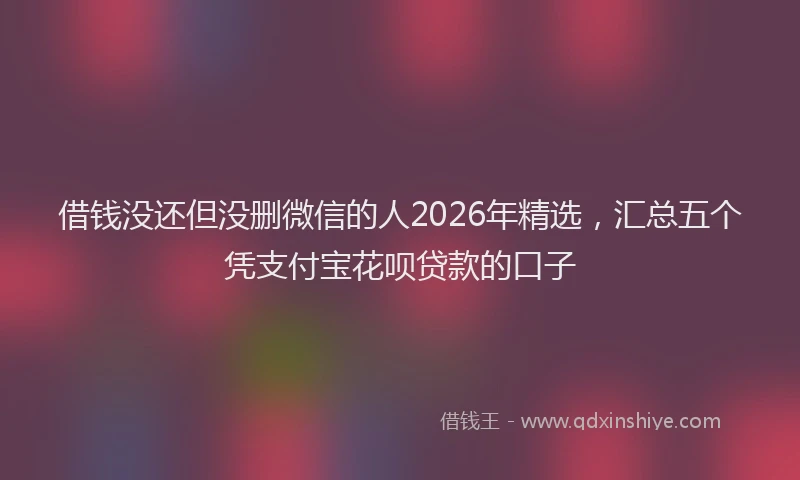 借钱没还但没删微信的人2026年精选，汇总五个凭支付宝花呗贷款的口子