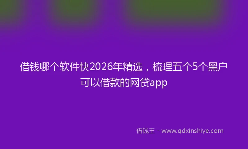 借钱哪个软件快2026年精选，梳理五个5个黑户可以借款的网贷app