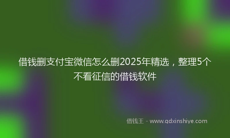 借钱删支付宝微信怎么删2025年精选，整理5个不看征信的借钱软件
