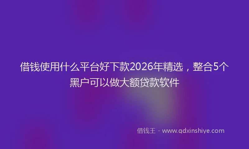 借钱使用什么平台好下款2026年精选，整合5个黑户可以做大额贷款软件