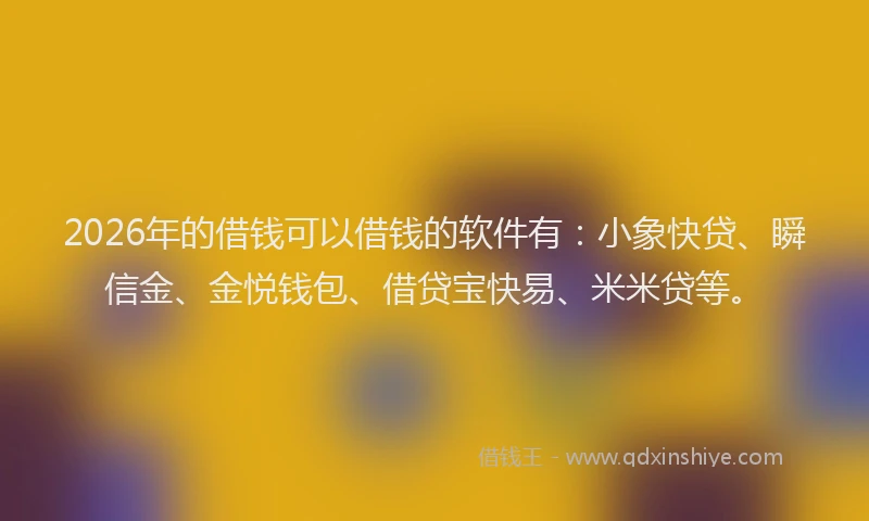 2026年的借钱可以借钱的软件有：小象快贷、瞬信金、金悦钱包、借贷宝快易、米米贷等。