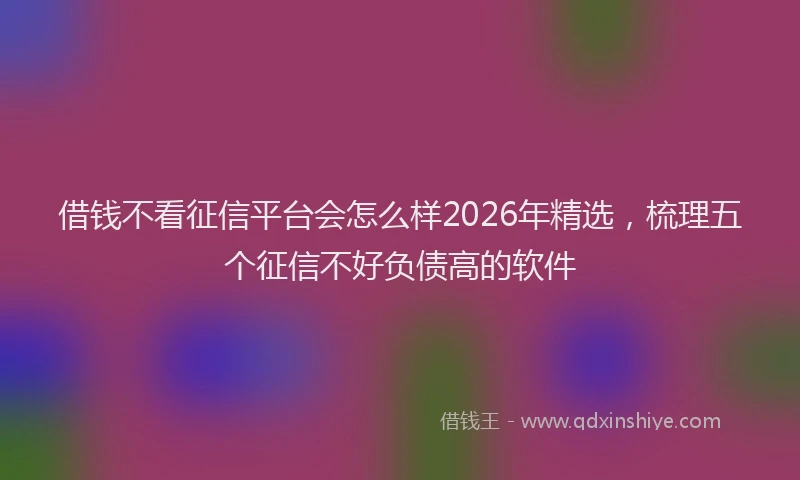 借钱不看征信平台会怎么样2026年精选，梳理五个征信不好负债高的软件