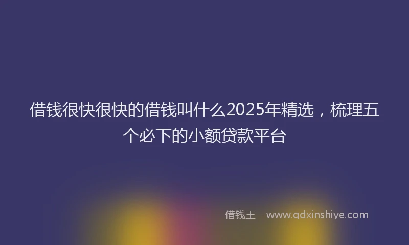 借钱很快很快的借钱叫什么2025年精选，梳理五个必下的小额贷款平台