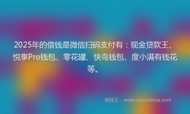 2025年的借钱是微信扫码支付有：现金贷款王、悦享Pro钱包、零花罐、快鸟钱包、度小满有钱花等。