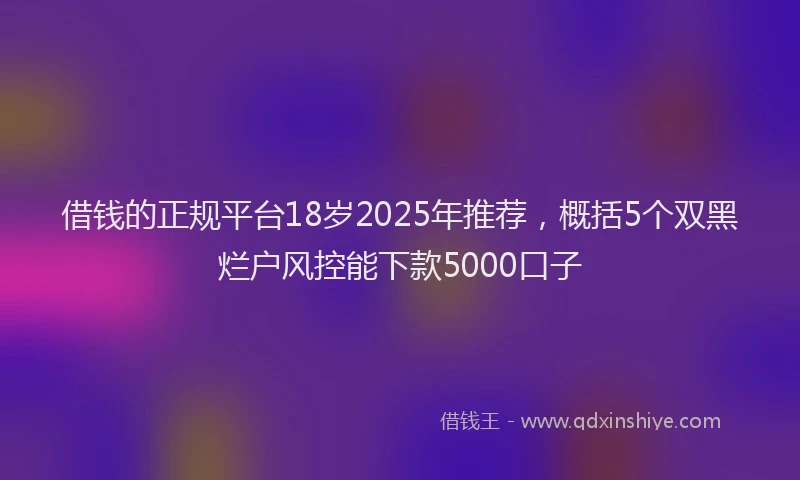 借钱的正规平台18岁2025年推荐，概括5个双黑烂户风控能下款5000口子