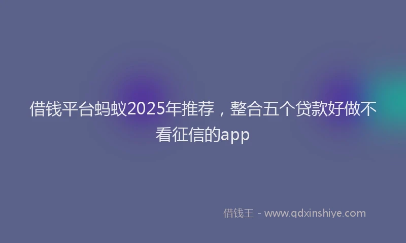 借钱平台蚂蚁2025年推荐，整合五个贷款好做不看征信的app