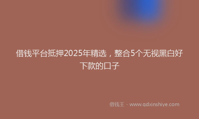 借钱平台抵押2025年精选，整合5个无视黑白好下款的口子
