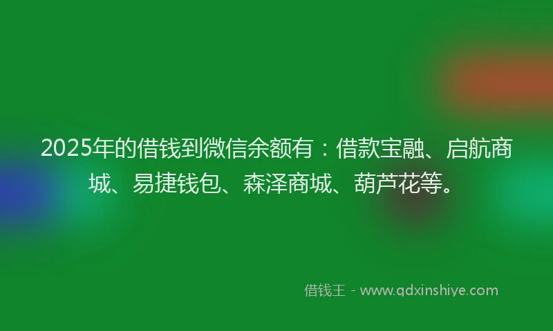 2025年的借钱到微信余额有：借款宝融、启航商城、易捷钱包、森泽商城、葫芦花等。