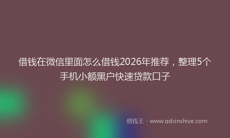 借钱在微信里面怎么借钱2026年推荐，整理5个手机小额黑户快速贷款口子
