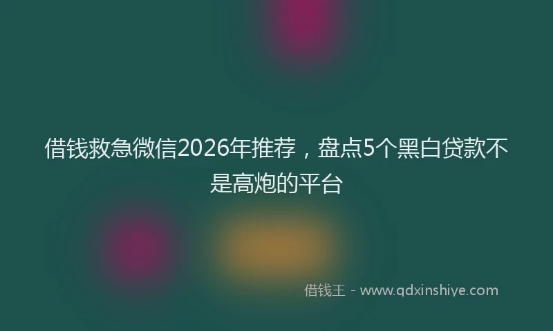 借钱救急微信2026年推荐，盘点5个黑白贷款不是高炮的平台