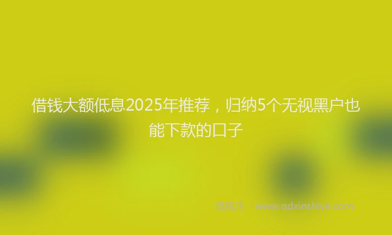 借钱大额低息2025年推荐，归纳5个无视黑户也能下款的口子