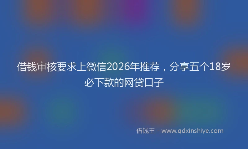借钱审核要求上微信2026年推荐，分享五个18岁必下款的网贷口子