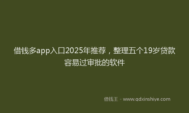 借钱多app入口2025年推荐，整理五个19岁贷款容易过审批的软件