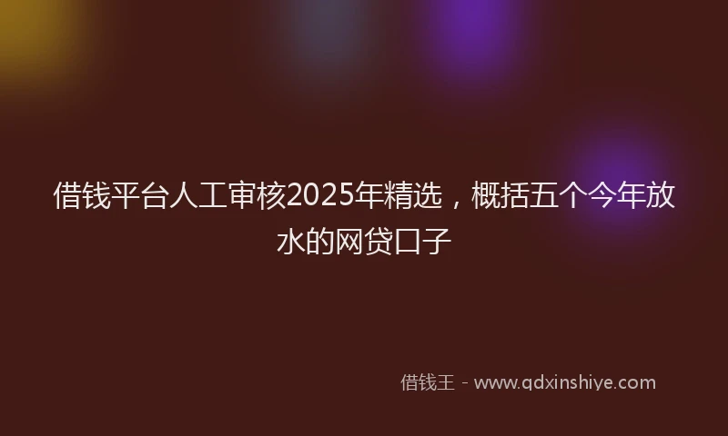 借钱平台人工审核2025年精选，概括五个今年放水的网贷口子