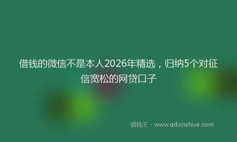 借钱的微信不是本人2026年精选，归纳5个对征信宽松的网贷口子
