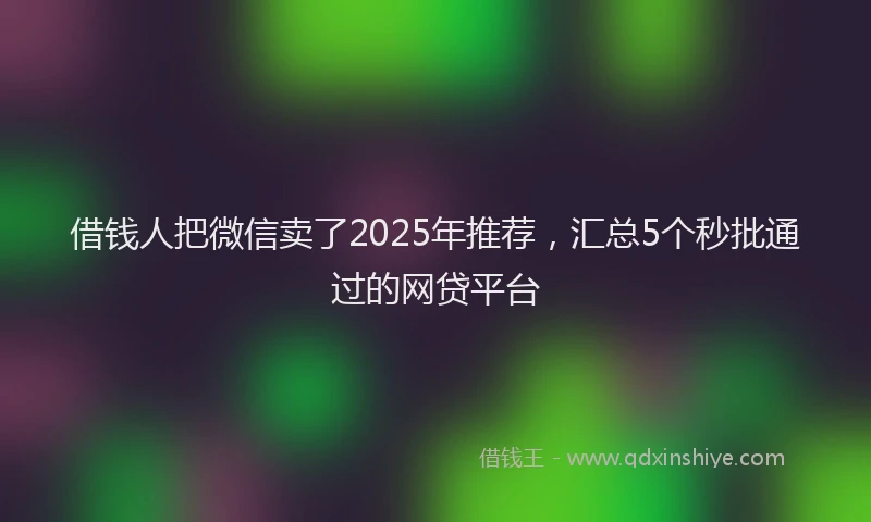 借钱人把微信卖了2025年推荐，汇总5个秒批通过的网贷平台