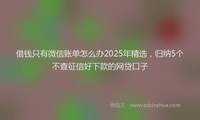 借钱只有微信账单怎么办2025年精选，归纳5个不查征信好下款的网贷口子