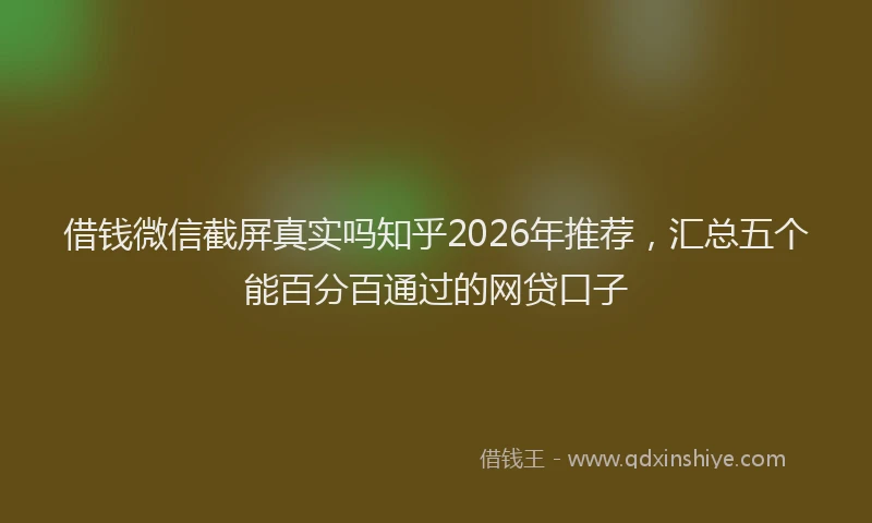 借钱微信截屏真实吗知乎2026年推荐，汇总五个能百分百通过的网贷口子