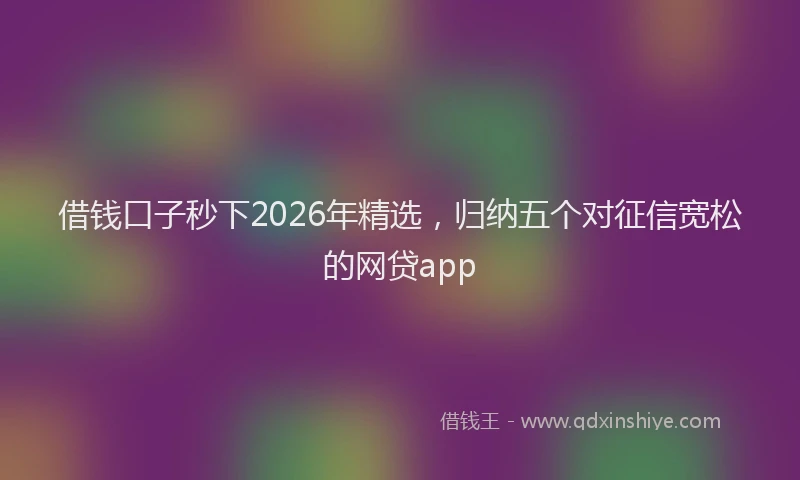 借钱口子秒下2026年精选,归纳五个对征信宽松的网贷app