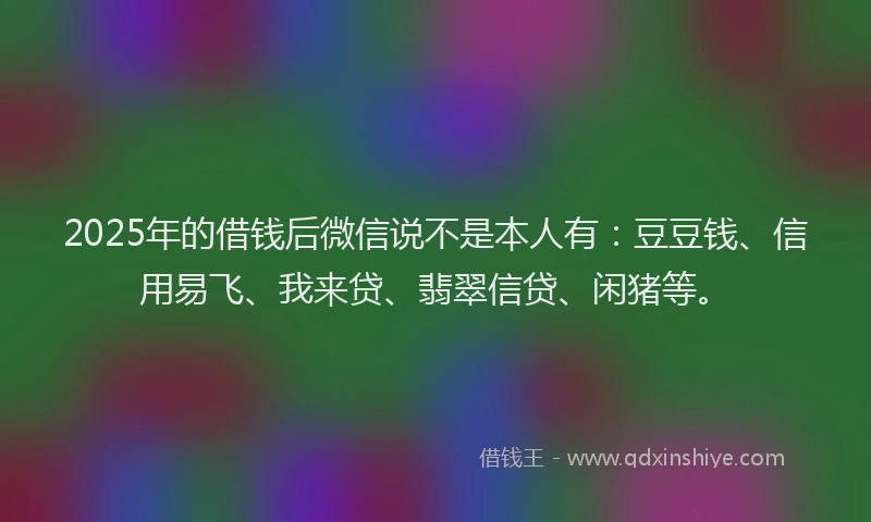 2025年的借钱后微信说不是本人有：豆豆钱、信用易飞、我来贷、翡翠信贷、闲猪等。