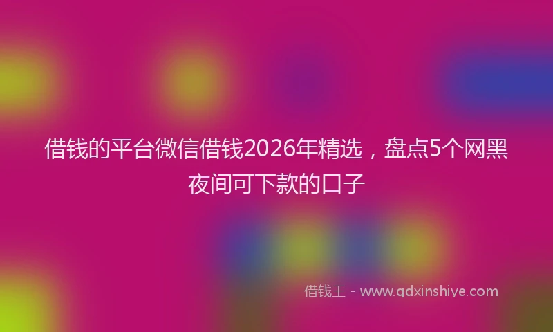 借钱的平台微信借钱2026年精选，盘点5个网黑夜间可下款的口子