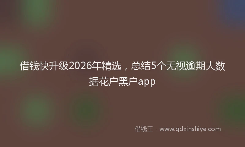借钱快升级2026年精选,总结5个无视逾期大数据花户黑户app