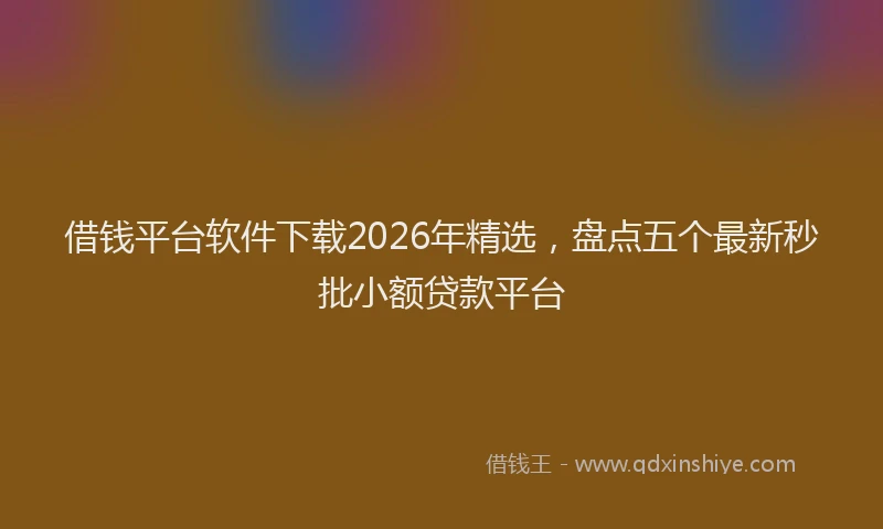 借钱平台软件下载2026年精选，盘点五个最新秒批小额贷款平台