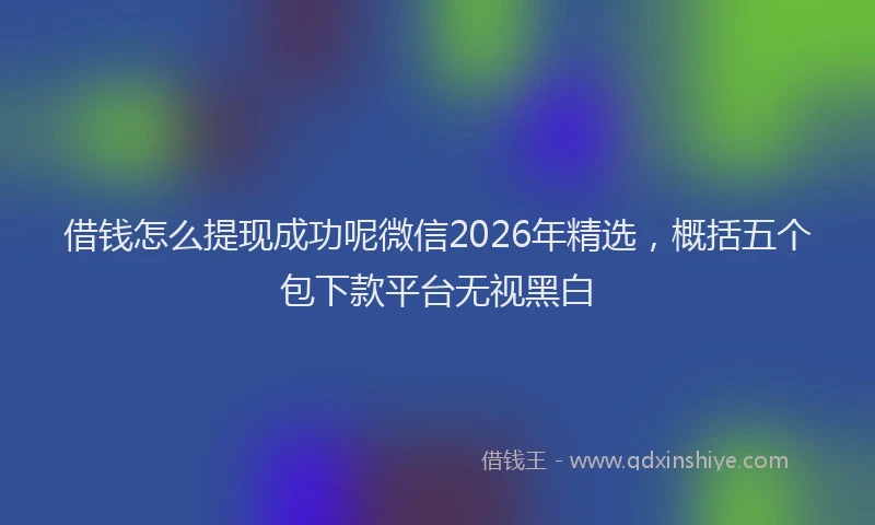借钱怎么提现成功呢微信2026年精选，概括五个包下款平台无视黑白