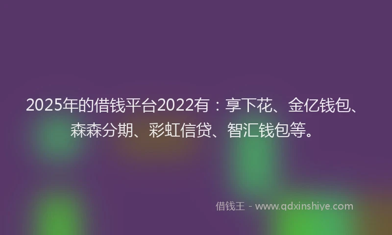 2025年的借钱平台2022有：享下花、金亿钱包、森森分期、彩虹信贷、智汇钱包等。