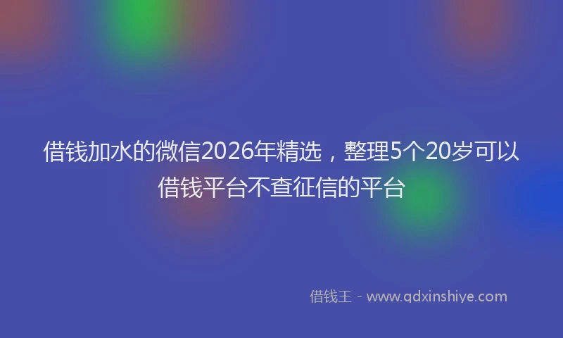 借钱加水的微信2026年精选，整理5个20岁可以借钱平台不查征信的平台