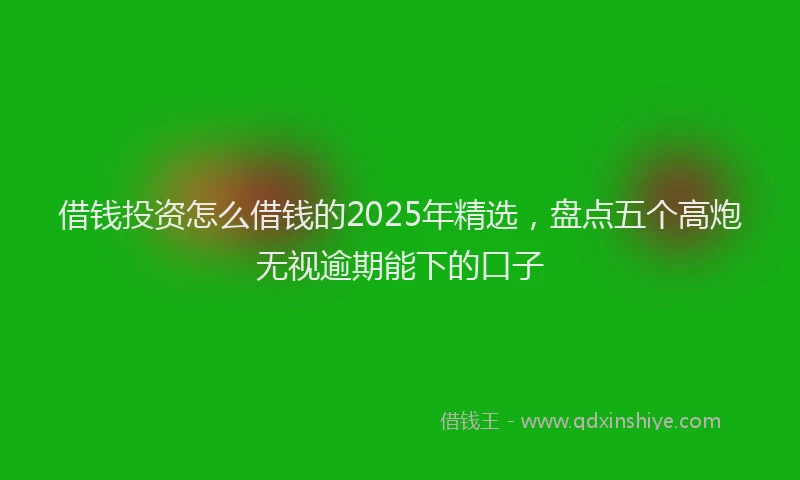借钱投资怎么借钱的2025年精选，盘点五个高炮无视逾期能下的口子