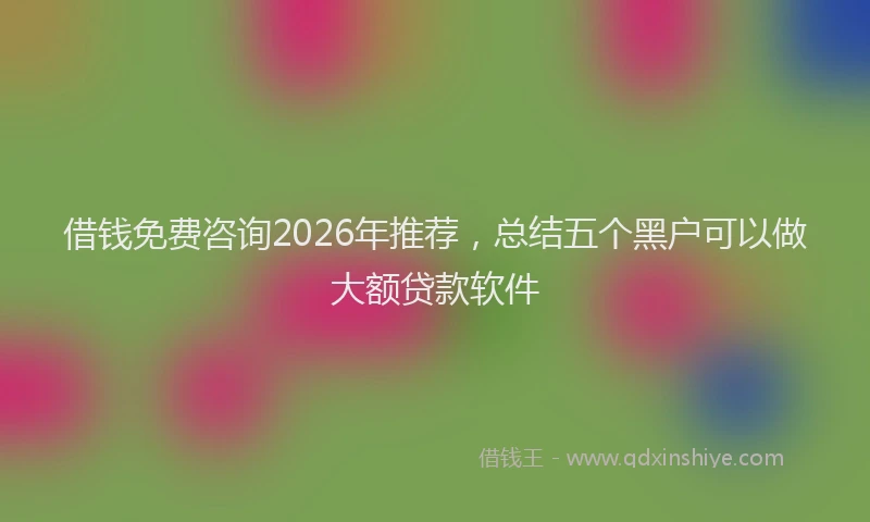 借钱免费咨询2026年推荐，总结五个黑户可以做大额贷款软件