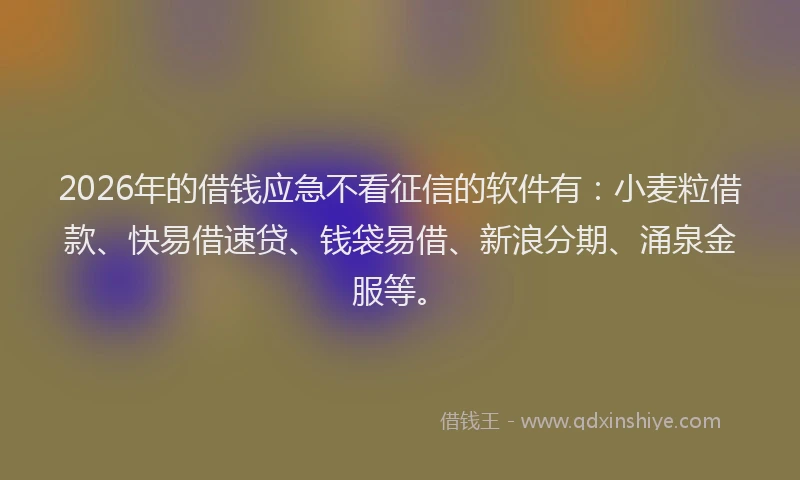 2026年的借钱应急不看征信的软件有：小麦粒借款、快易借速贷、钱袋易借、新浪分期、涌泉金服等。
