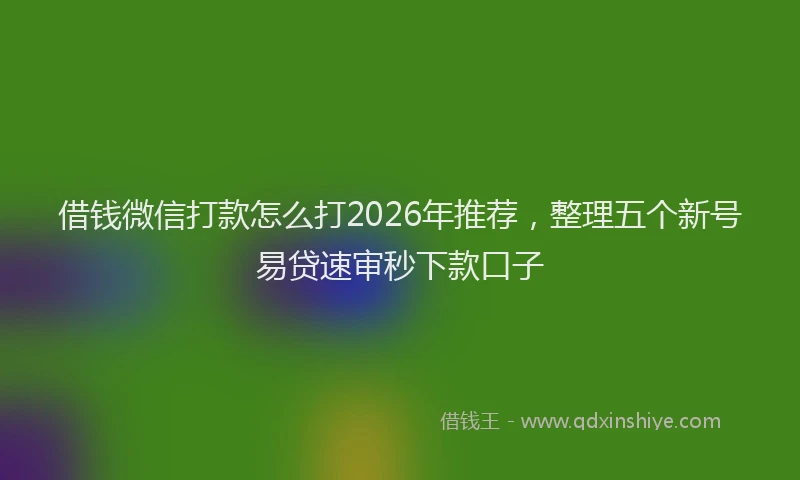 借钱微信打款怎么打2026年推荐,整理五个新号易贷速审秒下款口子