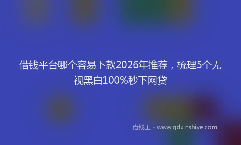借钱平台哪个容易下款2026年推荐，梳理5个无视黑白100%秒下网贷