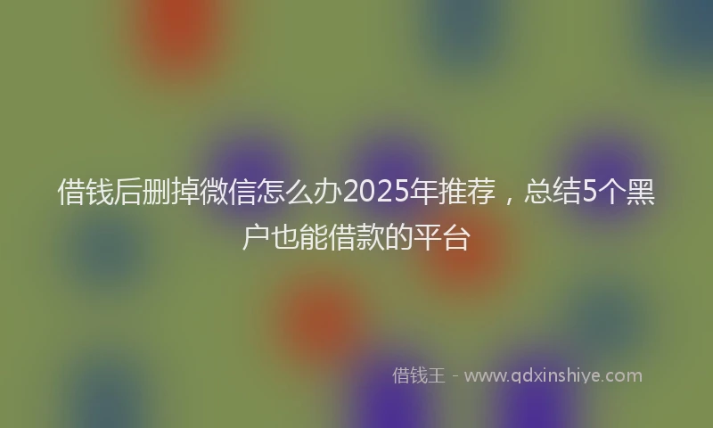 借钱后删掉微信怎么办2025年推荐，总结5个黑户也能借款的平台