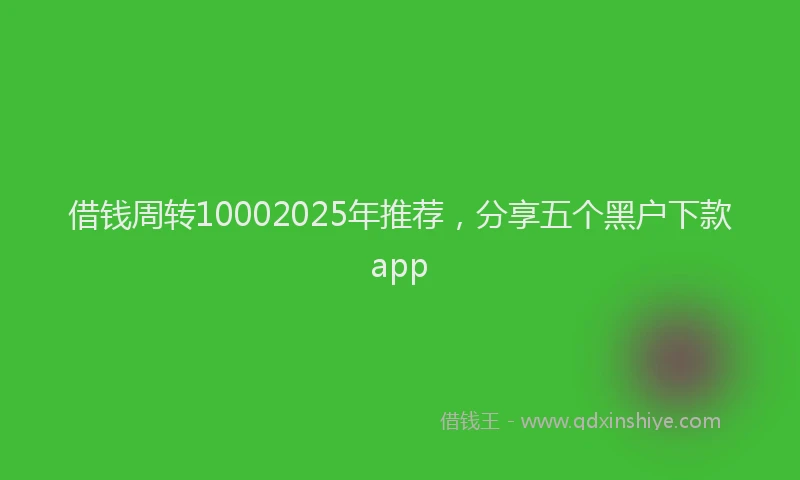 借钱周转10002025年推荐，分享五个黑户下款app