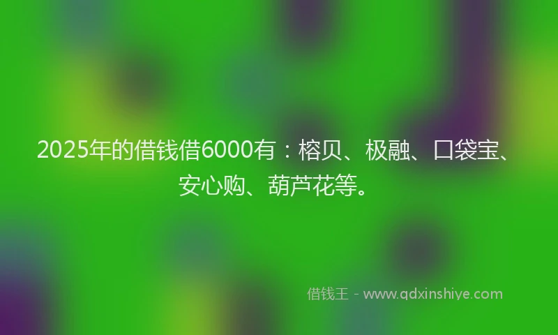 2025年的借钱借6000有：榕贝、极融、口袋宝、安心购、葫芦花等。