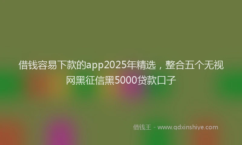 借钱容易下款的app2025年精选，整合五个无视网黑征信黑5000贷款口子