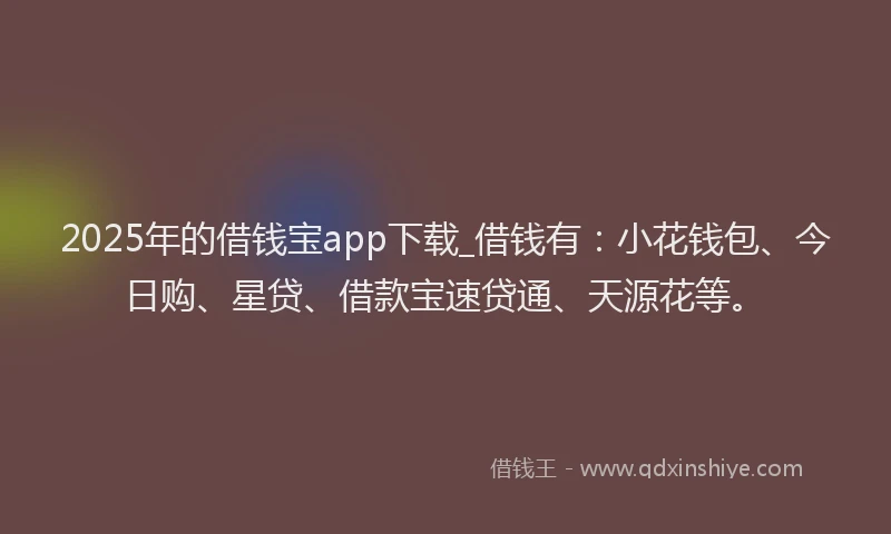 2025年的借钱宝app下载_借钱有：小花钱包、今日购、星贷、借款宝速贷通、天源花等。