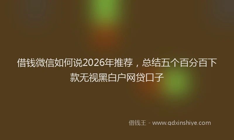 借钱微信如何说2026年推荐,总结五个百分百下款无视黑白户网贷口子