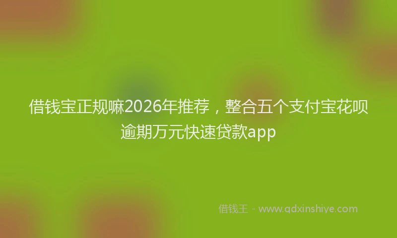 借钱宝正规嘛2026年推荐，整合五个支付宝花呗逾期万元快速贷款app