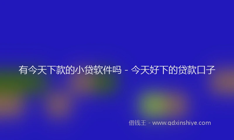 有今天下款的小贷软件吗 - 今天好下的贷款口子