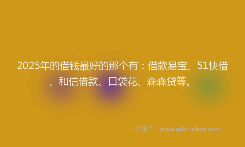 2025年的借钱最好的那个有：借款易宝、51快借、和信借款、口袋花、森森贷等。