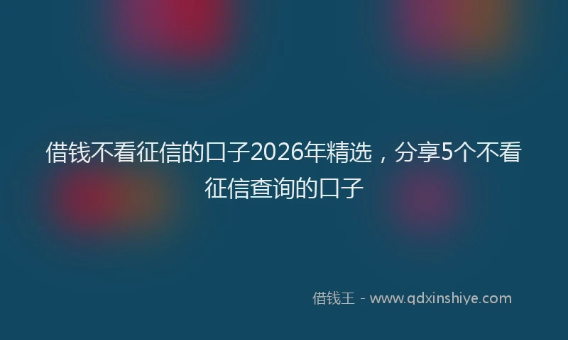 借钱不看征信的口子2026年精选，分享5个不看征信查询的口子