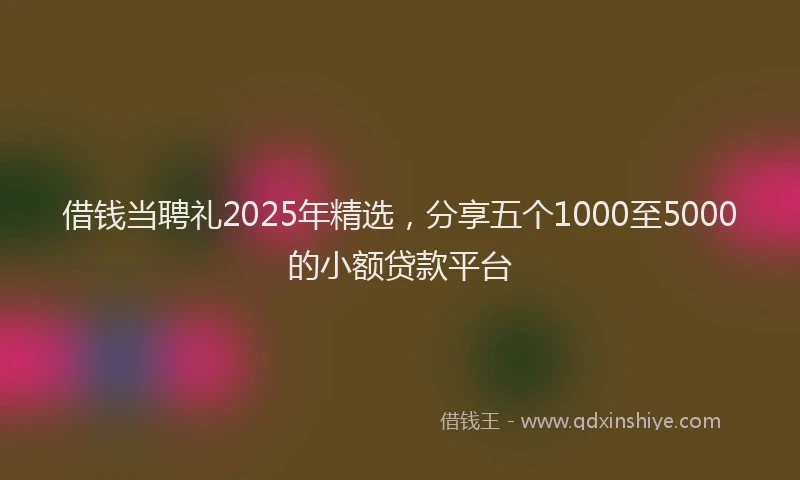 借钱当聘礼2025年精选，分享五个1000至5000的小额贷款平台