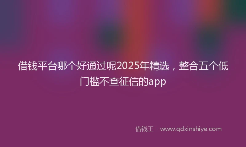 借钱平台哪个好通过呢2025年精选，整合五个低门槛不查征信的app