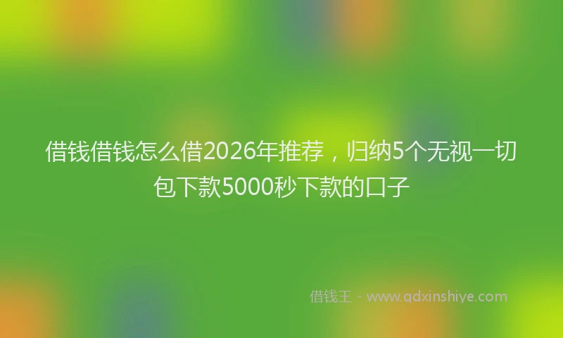 借钱借钱怎么借2026年推荐，归纳5个无视一切包下款5000秒下款的口子